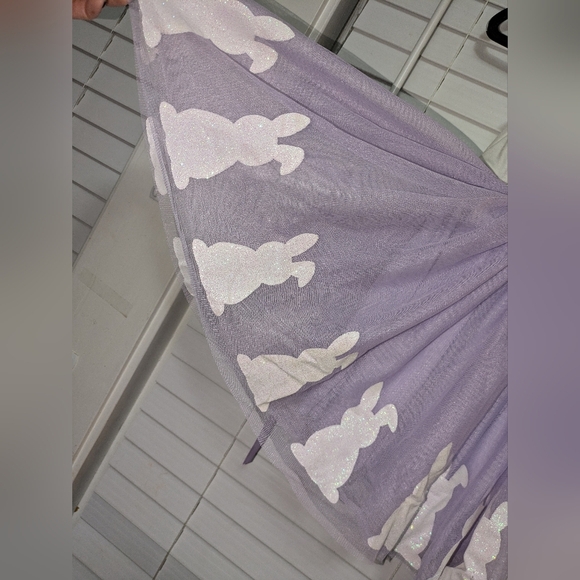Girls Happy Easter Purple and White Bunny Tulle Dress. Size S. EUC - Picture 6 of 13